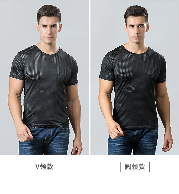 Băng lưới mắt ngắn tay T-Shirt nam rỗng lưới thoáng khí mát mẻ và nhanh chóng làm khô thể thao kích thước lớn của nam giới nửa tay áo mùa hè phần mỏng