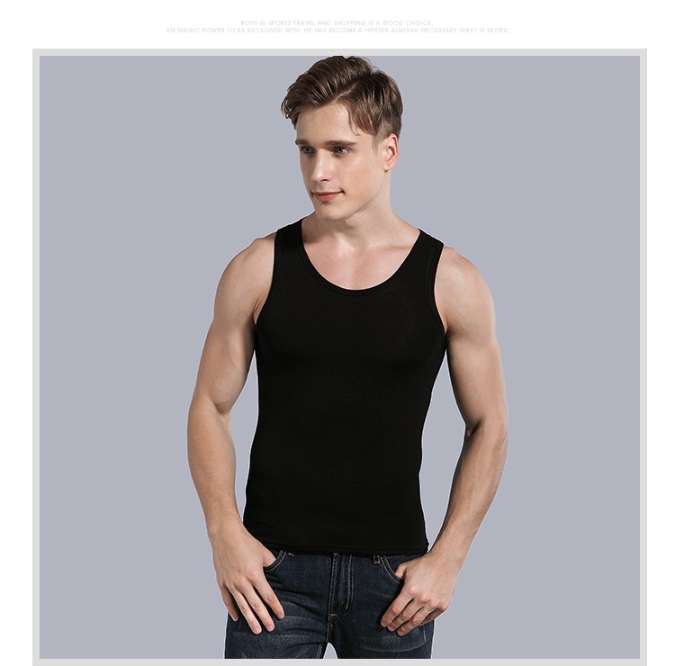 2 cái của Nam Giới phương thức vest Slim-fit thể dục thể thao cotton triều mùa hè của nam giới rào cản đáy áo sơ mi