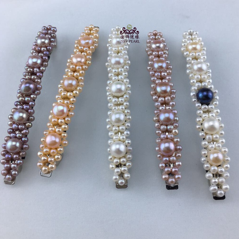 White pure hand-woven hairpin ins wind spring hairpin natural freshwater pearl purple hairpin