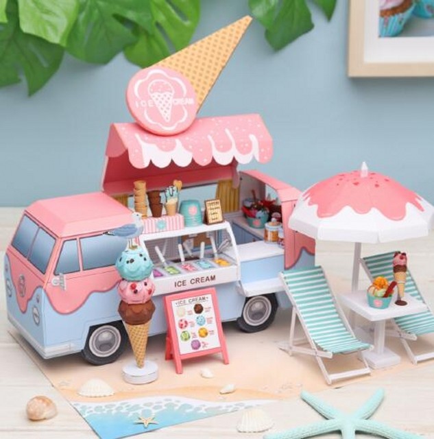DIY cottage burger ice cream car shop scene