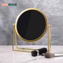 Mirror Office round foldable dresser Beauty mirror Student dormitory makeup mirror Hand-held metal light luxury
