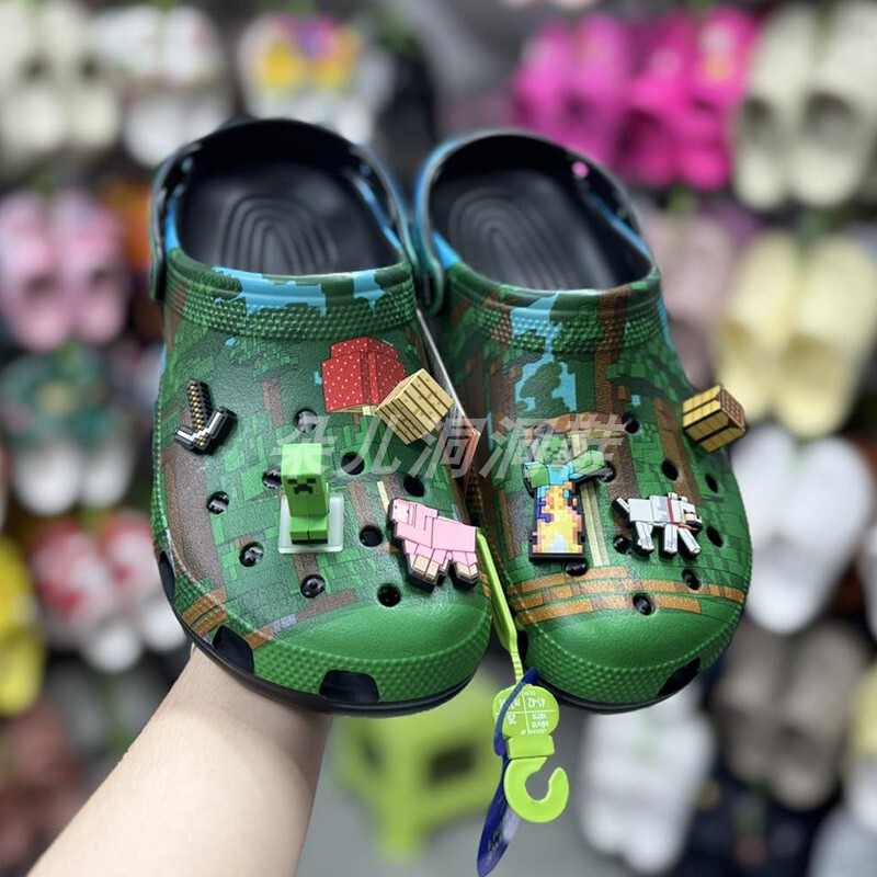 Minecraft Co-Branded Clogs Parent-Child Adult Beach Shoes Sandals Breathable Non-Slip Waterproof