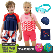 Childrens swimsuit Girl Girl boy Student one-piece hot spring life jacket Baby infant sunscreen buoyancy swimsuit