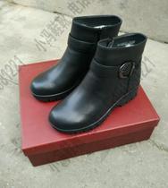 2020 new Huangchao womens wool cotton leather boots (6832) cotton short boots womens boots shoes (leather wool one)