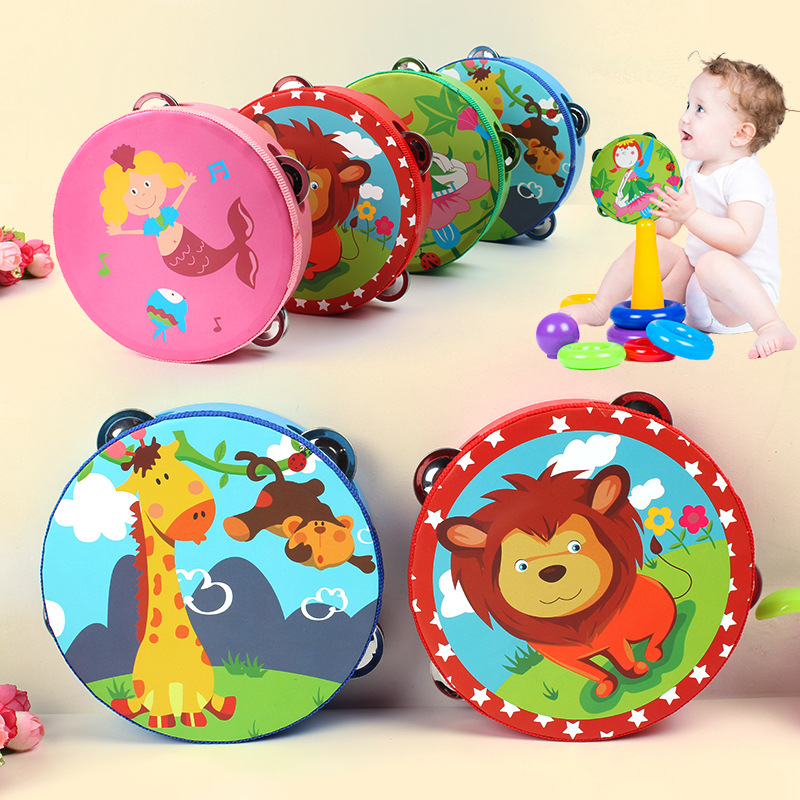 New hand tambourine 15cm hand beat drum flower tambourine infant Orff musical instrument children's toy kindergarten