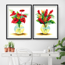 Cross stitch small 2021 line embroidery new living room bedroom restaurant flower European simple modern simple embroidery small pieces