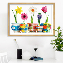 Cross stitch small 2021 New Line embroidery living room bedroom flower vase fresh and simple modern simple embroidery small pieces