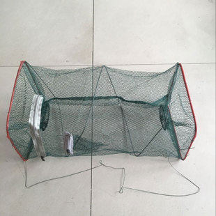 Simple Shrimp Cage Steel Wire Spring Fish Cage Automatic Folding Square Cage Black Fish Cage Fishing Nets Small Lobster Chia Fish Crab Fishing Gear