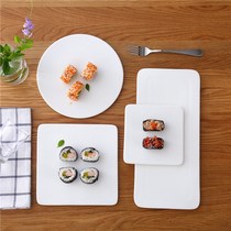 Pure White creative flat tray rectangular sushi plate cake plate ceramic dim sum dish Japanese plate tableware