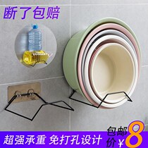 Excellent non-sticky hook storage hanging basin folding washbasin bathroom people put basin rack automatic seamless storage toilet rack washing