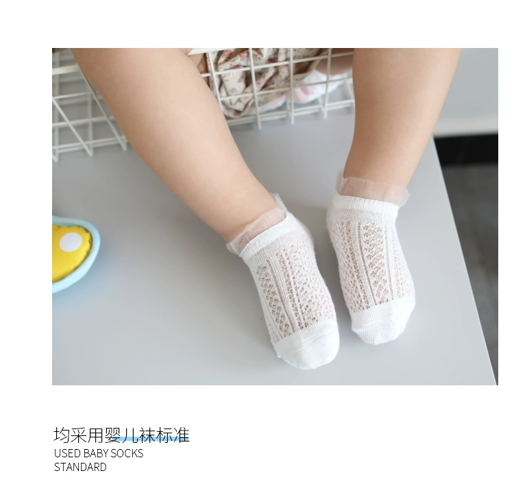 Trẻ em mùa hè lưới vớ thở siêu mỏng băng lụa vớ tinh thể bé vớ em bé 1-3 tuổi vớ cotton 5 thời trang cho bé