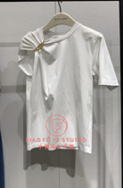 Little Faye ED counter 2021 autumn EBA3TEE002 design sense strap short sleeve T-shirt female 999