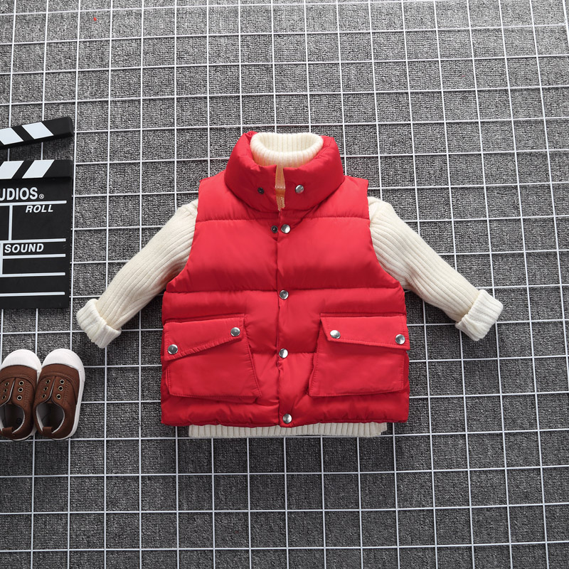 Áo chống mưa cho trẻ em đặc biệt xuống mùa thu và mùa đông trong áo cổ rộng cho trẻ em xuống áo vest cotton phiên bản Hàn Quốc của áo vest mặc ngoài áo gile len cho bé sơ sinh