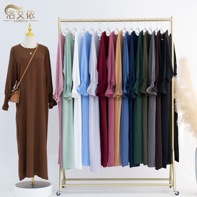 2024 New Model Aliexpress Amazon Middle East Dubai Turkey Solid Color Plus Size Women's Dress Lr591
