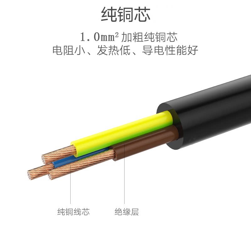台式电脑连主机的电源线 显示器投影仪电饭煲锅水壶华硕三孔通用