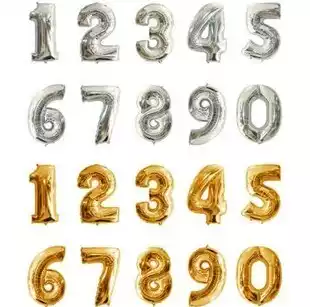 16 inch gold color 0-9 digital aluminum film balloon aluminum foil small birthday party KTV layout decoration Gold Silver