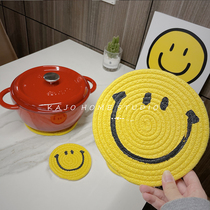 kajo home ins handmade smiley face expression anti burn and heat insulation dining cushion table pot cushion cups padded cotton