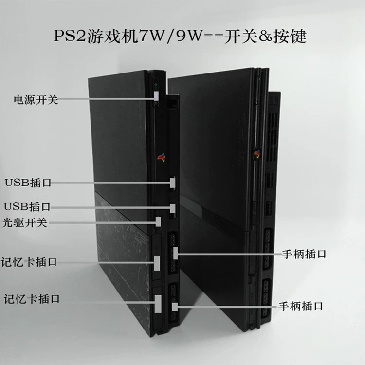 Gốc PS2 host ps2 game console 7 Wát triệu 9 Wát triệu máy mỏng đọc trực tiếp kết nối nhà TV game console