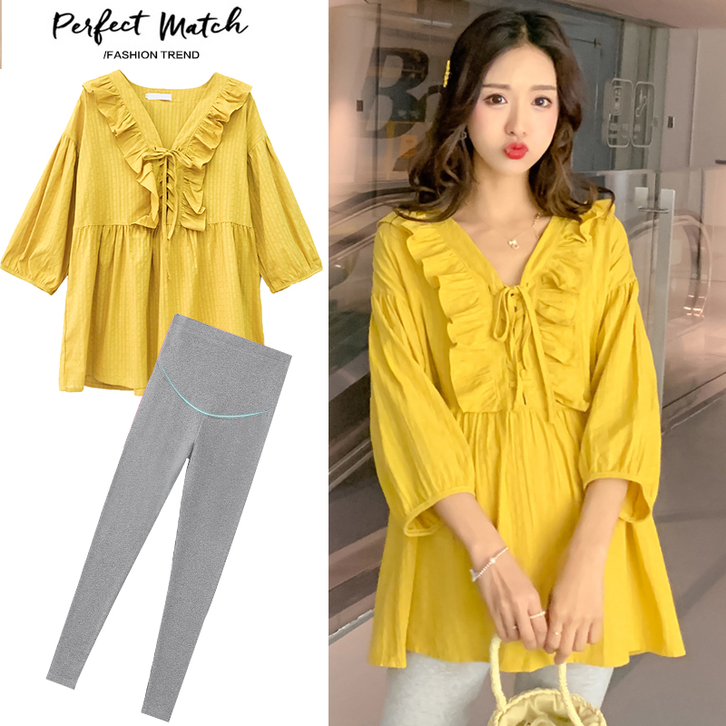Maternity autumn suit net red out fashion new autumn tops net red tide mom spring and autumn doll shirt