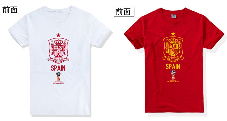 World Cup Brazil Argentina Đức Bồ Đào Nha Anh Pháp LOGO Ngắn Tay Áo Bông Vòng Cổ T-Shirt