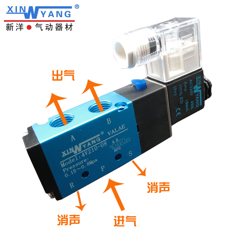 Taiwan solenoid valve directional control valve Air valve control valve Yade type 4V210-08 two-position five-cylinder