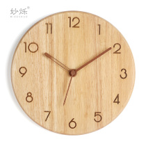 Nordic solid wood wall clock bedroom personality creative living room modern simple log quality time clock fashion home silent