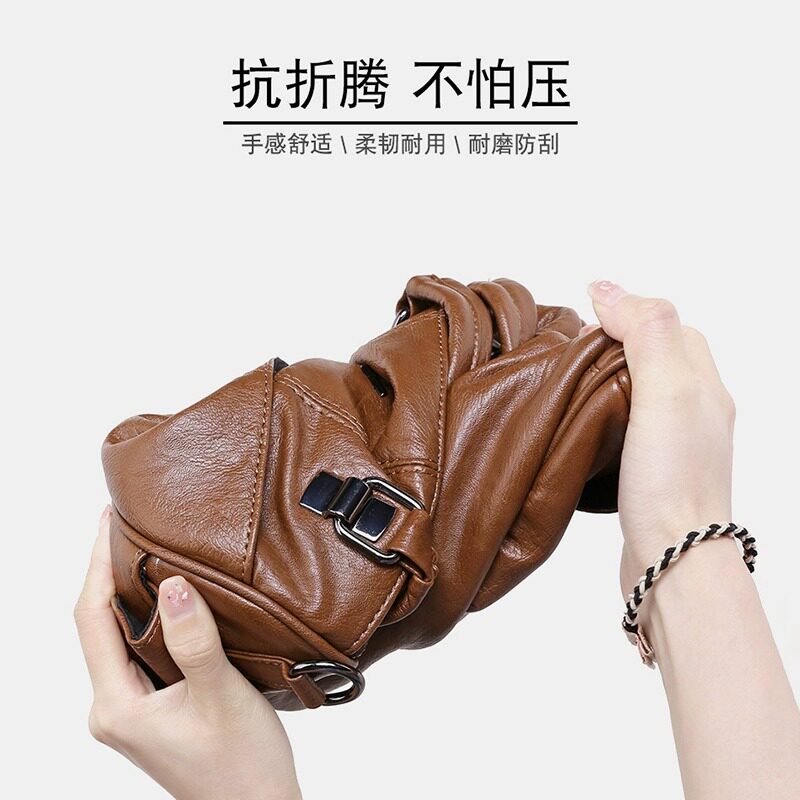 DUDK France Luxury Soft Leather Handbag Women's Boston Pillow Bag Vintage Casual Large Capacity Shoulder Crossbody Bag - Thumbnail 2