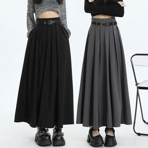 Пиджак классического кроя, осенняя дизайнерская юбка в складку, длинная юбка, плиссированная юбка, тренд сезона, А-силуэт