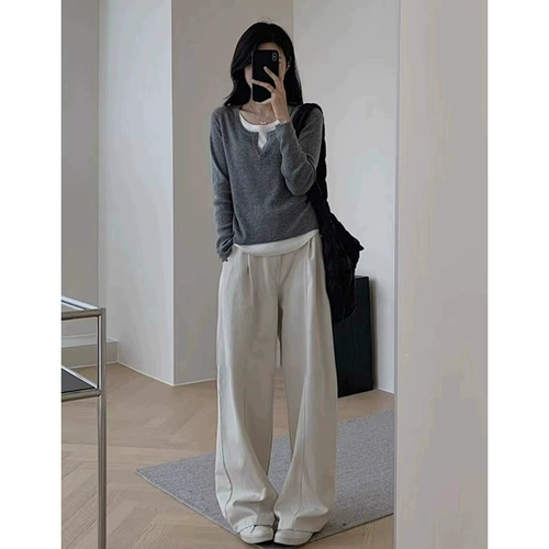 Черный комплект, осенний приталенный трикотажный приятный телу лонгслив