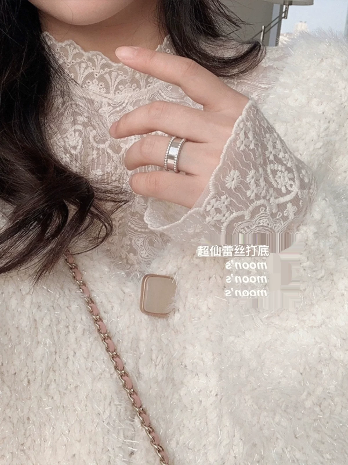 Лlace shirt, demi-season classic sweater, 2025 years, style, high collar