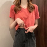 Tide, летняя короткая футболка для школьников, в корейском стиле, по фигуре, V-образный вырез, подходит для подростков