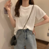 Летняя трикотажная сексуальная короткая белая футболка, короткий рукав, оверсайз