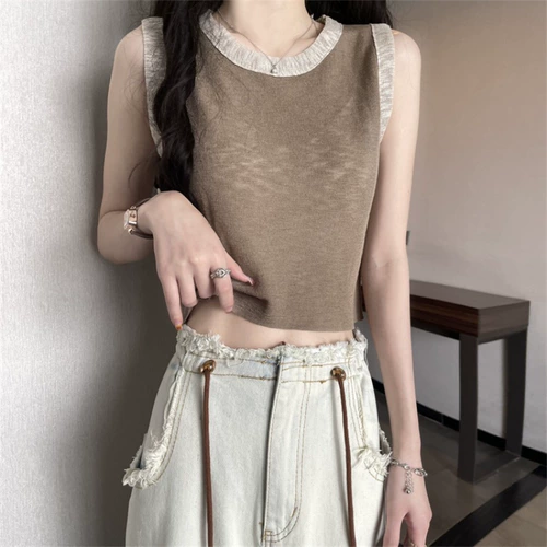 Шелковый бамбуковый трикотажный жилет без рукавов для отдыха