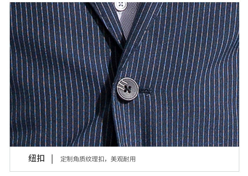 Bộ đồ vest nam Romon / Romeg Suit sọc xanh Slim Fit Người đàn ông phù hợp nhất Trang phục phù hợp với nam