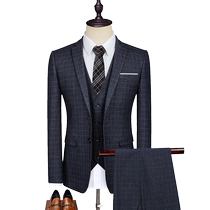 Luo Meng mens business casual suit 2024 autumn new style young and middle-aged professional formal suit three-piece suit