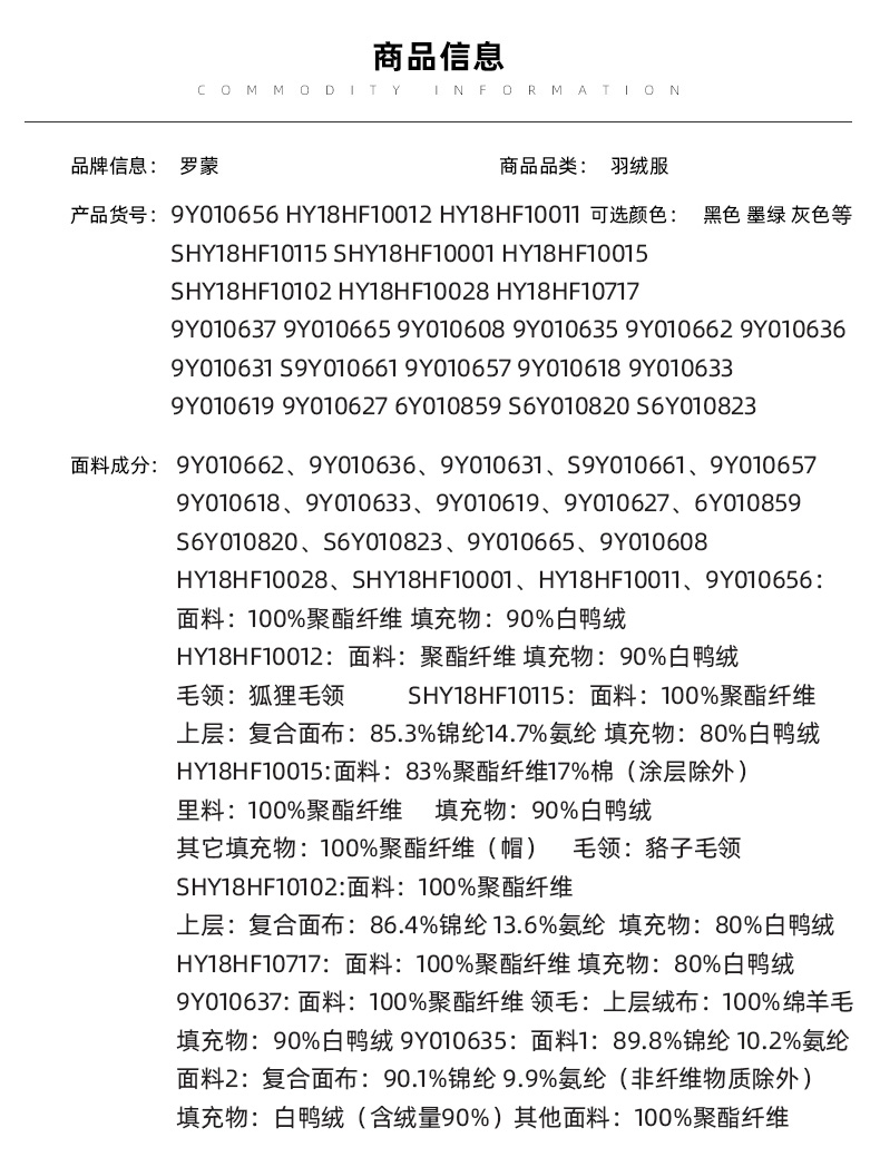 罗蒙 男子冬季羽绒服 34款可选 有狐狸毛领款 图1