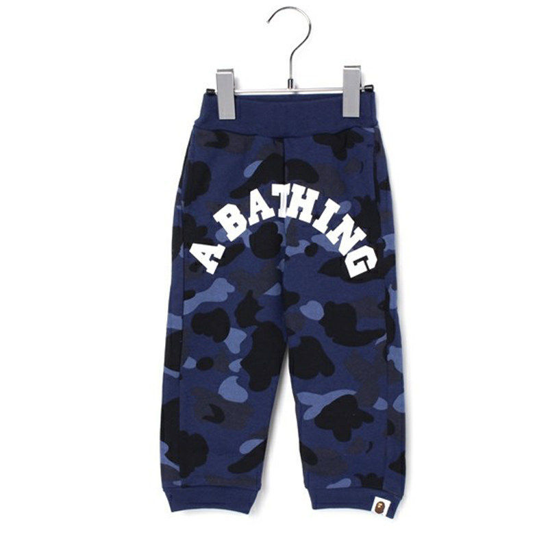 Japanese Trendy Brand Bape Camouflage Fleece-Lined Pants Printed Autumn and Winter Pants for Boys and Girls Pure Cotton Casual Children's Sports Pants