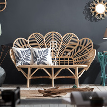 Rattan single chair Southeast Asia solid wood creative shape peacock chair homestay Indonesia rattan balcony chair leisure rattan chair