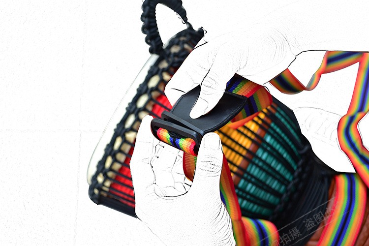 Trống tay trống châu Phi dây đeo vai Lijiang tambourine xách tay tải nhanh trống cầu vồng màu nylon nhạc cụ dây đeo - Phụ kiện nhạc cụ dây đàn