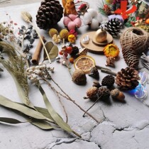 Christmas wreath decoration handmade diy material flower squirrel cross fruit color lamp pine needle wood chips cotton pine cone hemp rope