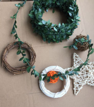 Garland simulation diy wire green leaf plastic wire rattan Christmas cake decoration wreath accessories material headwear