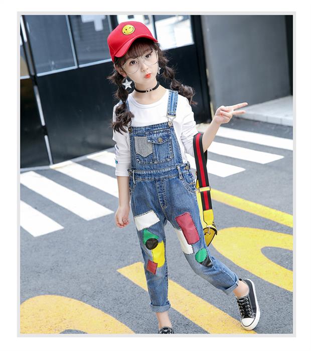 13 cô gái 5 quần yếm denim 6 quần 7 mùa xuân và mùa thu 8 trẻ em 9 trẻ em 10 tuổi cô gái 11 phiên bản Hàn Quốc của nghi phạm 12 quần jean rách trẻ em