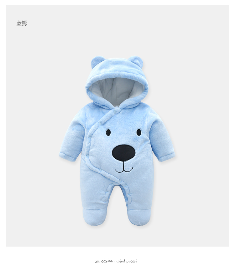 Quần áo cotton cho bé mùa thu và quần áo mùa đông 0-3 trăng tròn bé cộng với nhung dày sơ sinh ra khỏi cơ thể bộ body mùa hè cho bé gái