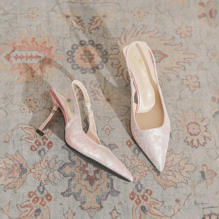 Awesome french pointed-toe high heels with cheongsam pink sandals