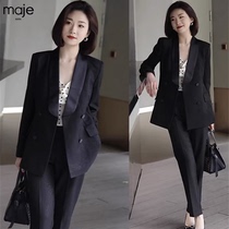 Stars same style black suit jacket for women 2023 spring and autumn professional suit high-end British style two-piece suit