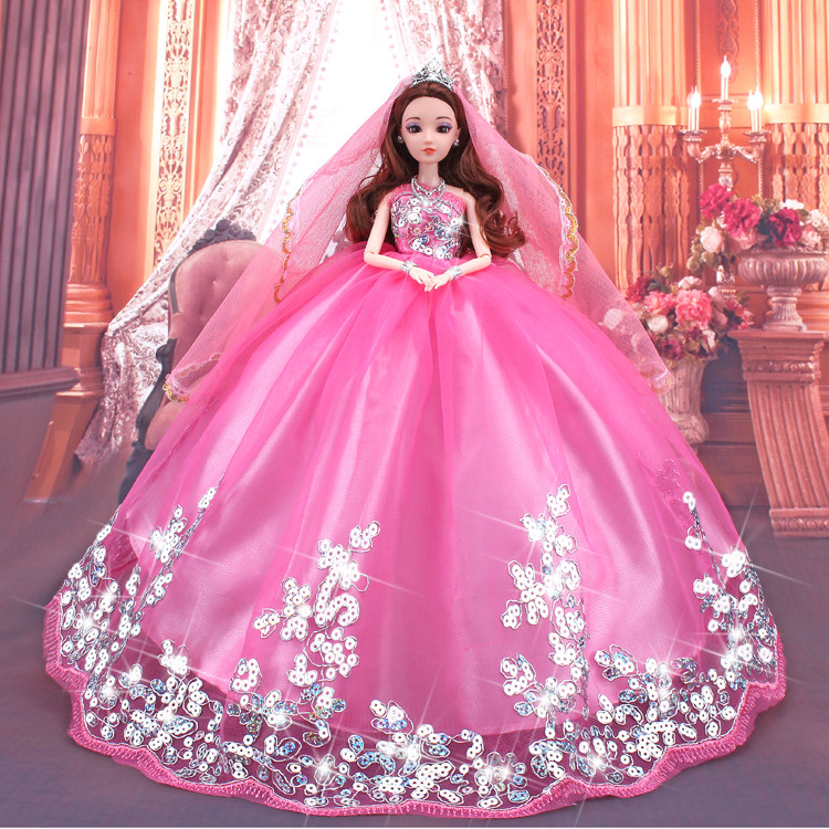 3D real eye doll big wedding dress gift box set doll girl toy gift single