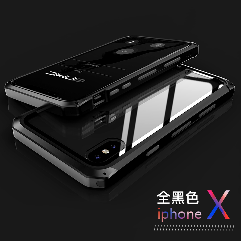 GINMIC Solace Glass Aerospace Aluminum Frame Toughened Glass Case Cover for Apple iPhone X