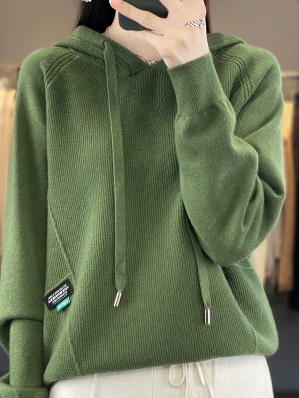 Hooded Bottoming Shirt for Women, Hooded Sweatshirt, 2023 New Popular Autumn and Winter Style, Knitted Sweater for Women, Loose Sweater Jacket