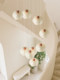 French-Style Cream-Colored Spiral Staircase Long Chandelier Loft Apartment Villa Modern Simple and Elegant Duplex Building Chandelier