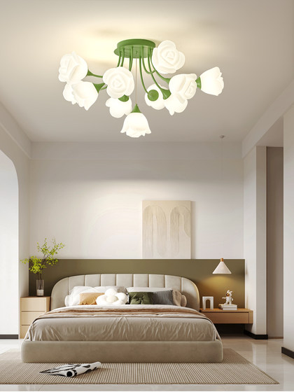 French-Style Ceiling Light for Living Room, Cream Style, Simple Living Room Ceiling Light, Bedroom Warm Floral Lighting Fixture, 2023 New Model
